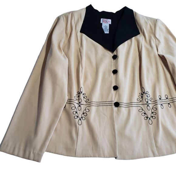 R&K Yellow & Black with Embroidery Blazer Size 26W - Picture 4 of 11